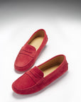 Women's Penny Driving Loafers, red suede