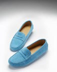 Women's Penny Driving Loafers, turquoise suede
