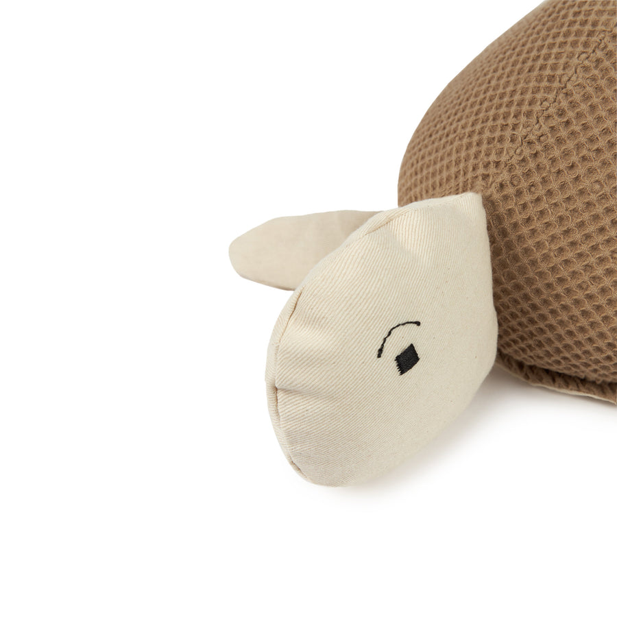 Luxury Wabi-Sabi turtle cushion, handcrafted in Spain, premium whimsical nursery decor, best-selling unique kids room accessory by Ella James at brixbailey.com