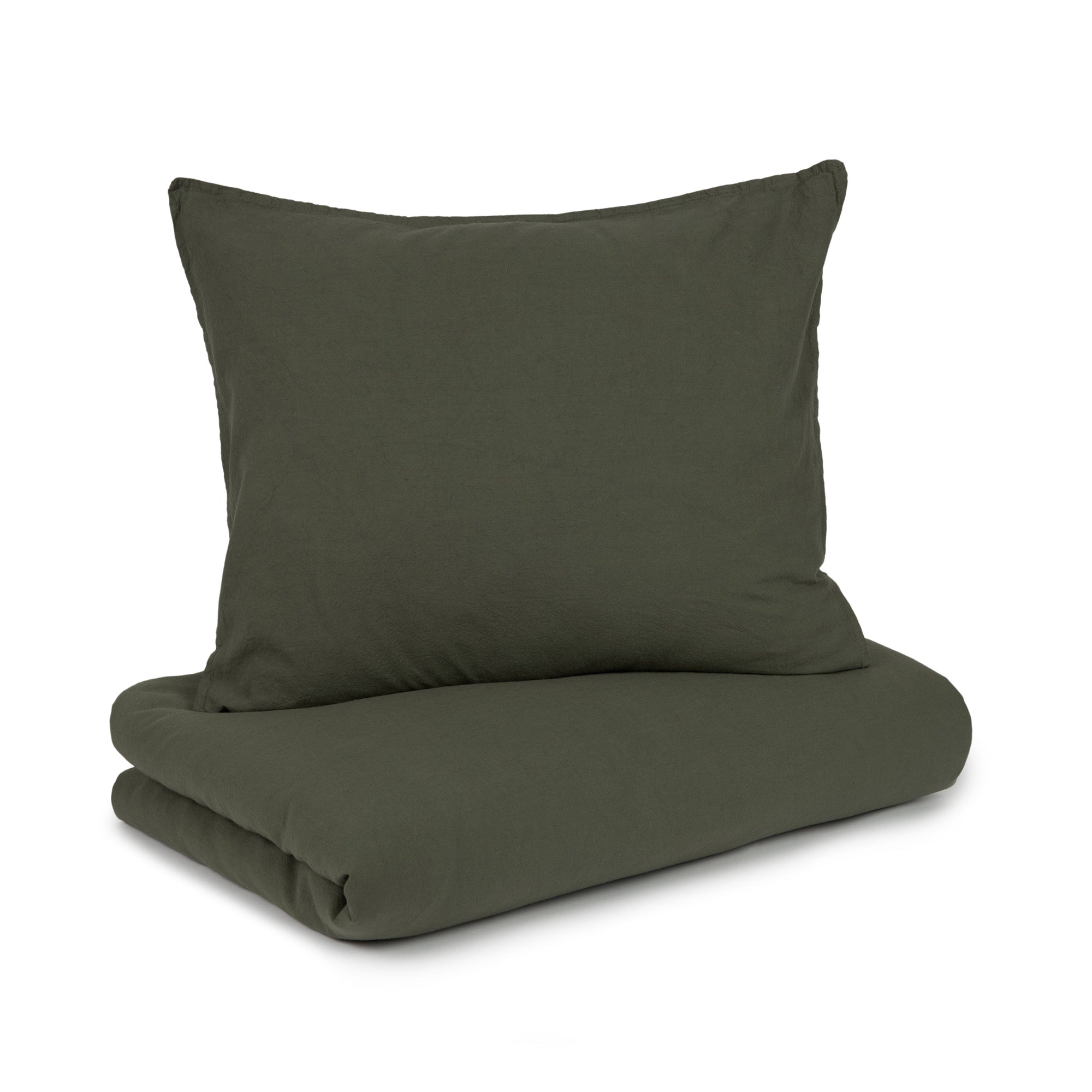 Luxury Wabi-Sabi washed organic cotton duvet cover set with pillowcase, Vetiver, premium textured poplin, made in Spain by Ella James at brixbailey.com