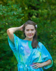 Blue Mademoiselle Style Caftan in Watercolor Splash Pattern