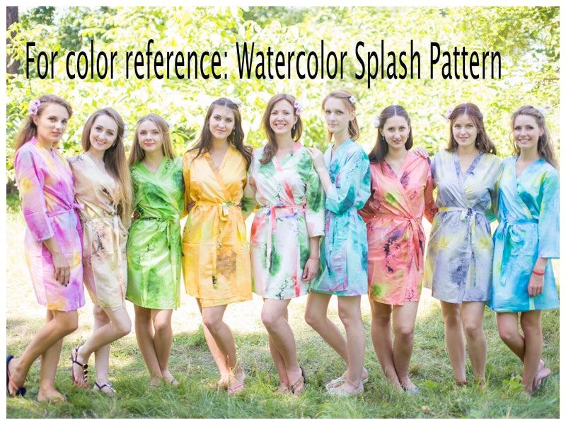 Blue Mademoiselle Style Caftan in Watercolor Splash Pattern