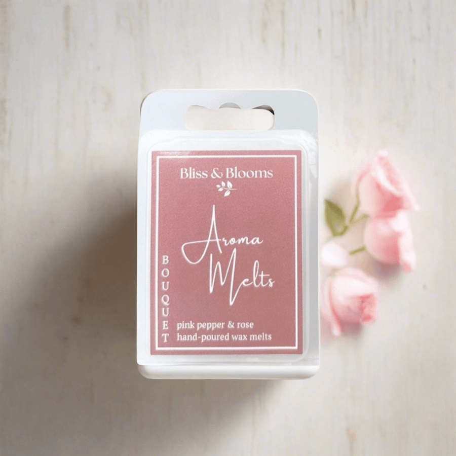 Premium Pink Pepper and Rose Scented Wax Melts, Luxury Floral Fruity Aroma, Handcrafted Natural Soy Blend, Best-Selling Home Fragrance by Bliss & Blooms at brixbailey.com