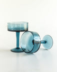 Handblown Hammered Coupe Cocktail Glass Pair-9