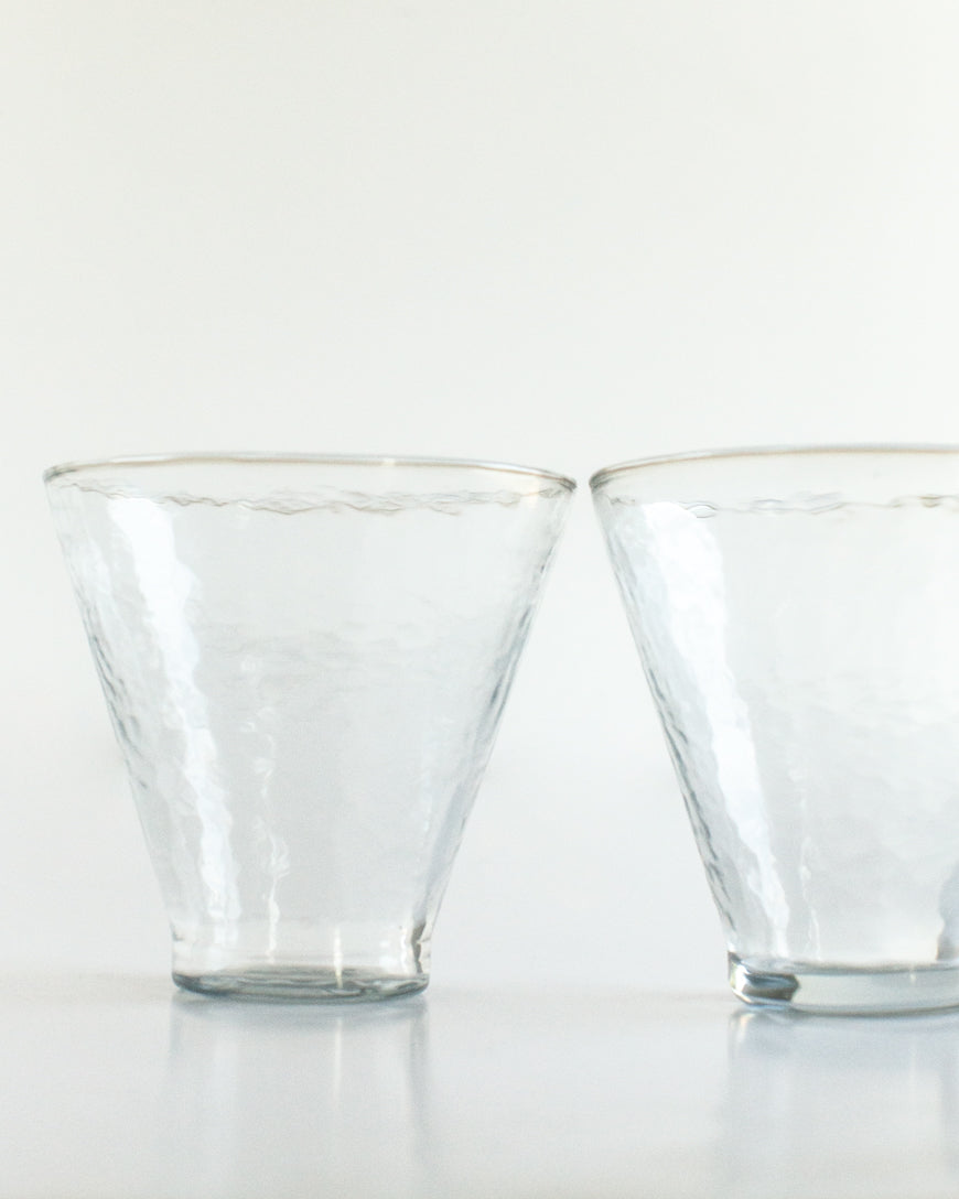 Handblown Hammered Funneled Glasses | Set of 2-5