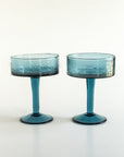 Handblown Hammered Coupe Cocktail Glass Pair-4