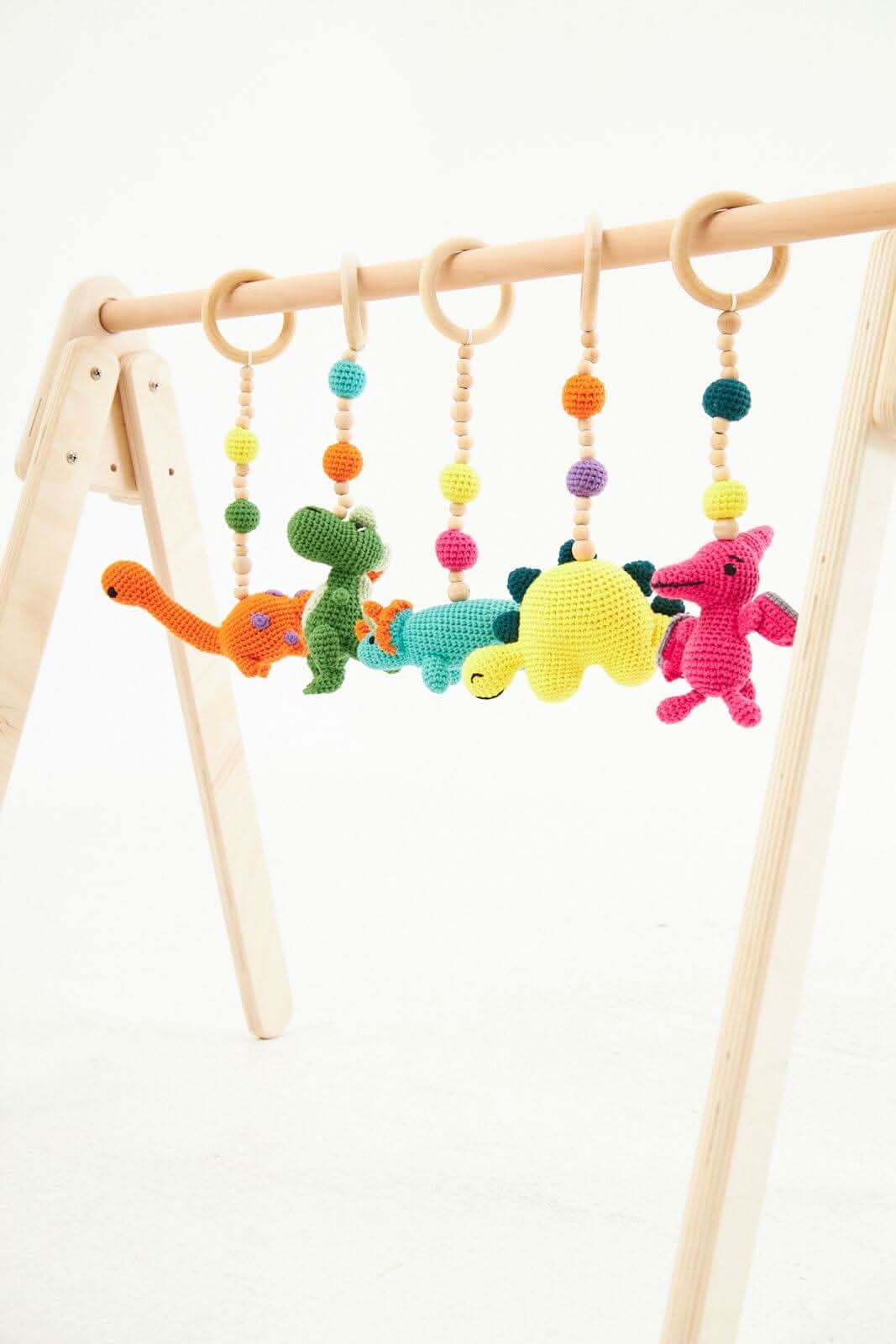 Montessori Baby Gym &amp; Hanging Toys Set | Wooden Play Gym for Babies-2