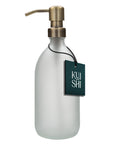 White Glass Soap Dispenser with Stainless Steel Pump