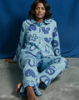 Organic Cotton Pyjama Bottoms in Blue Things