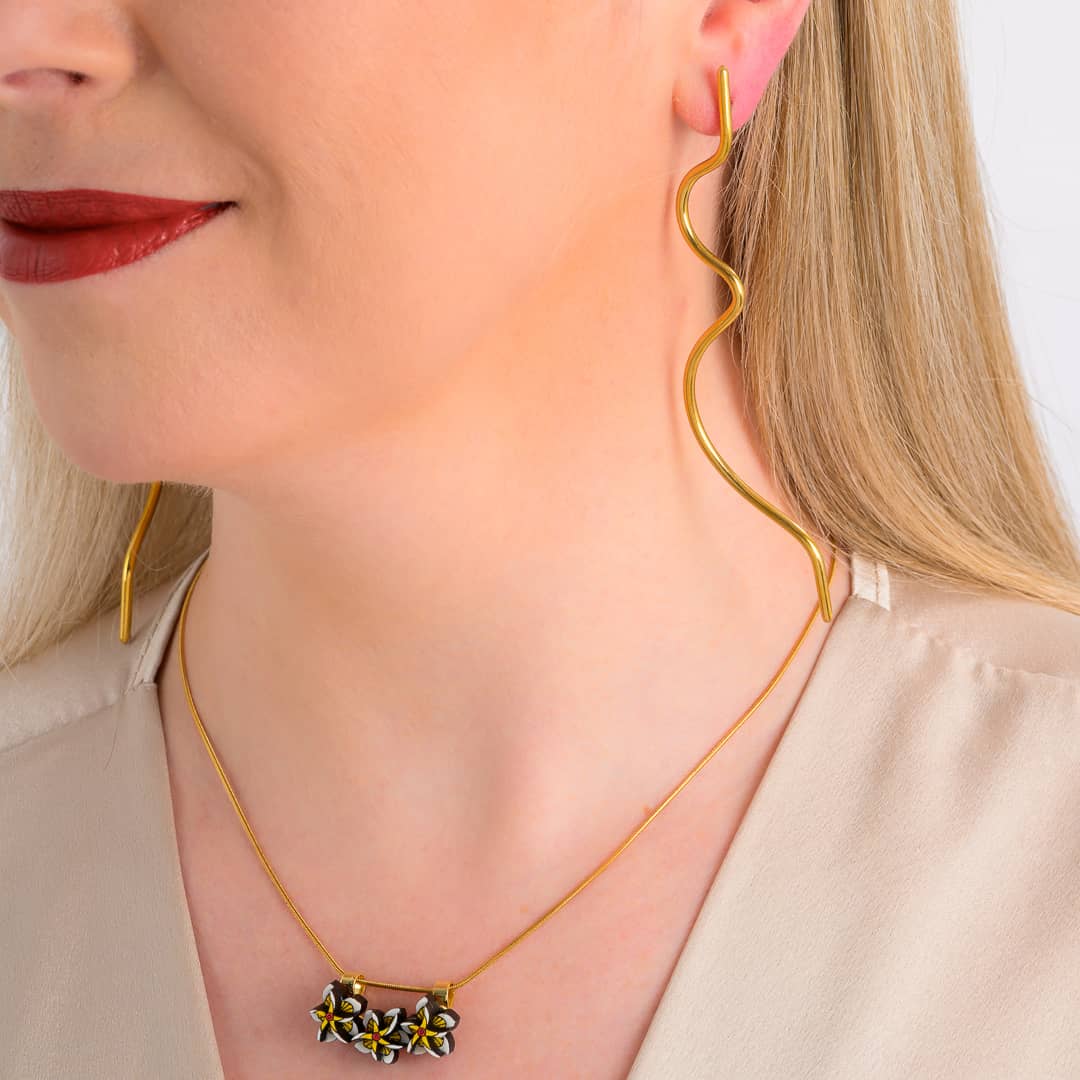 Wimbi Recycled Brass Statement Earrings-0