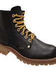 Women 6" Logger, Black Leather Boots-0