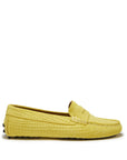 Women's Penny Driving Loafers, yellow embossed suede