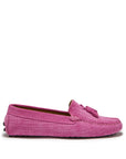 Women's Tasselled Driving Loafers, pink embossed suede