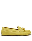 Women's Tasselled Driving Loafers, yellow embossed suede