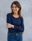 Long Sleeve Cotton Modal Scoop Neck T-Shirt