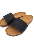 Premium black vegan sandals YIN, comfortable strap, slip-resistant sole, timeless style, fair European-made by Fünve at brixbailey.com
