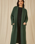 Yumi Green Knitted Maxi Cardigan With Pockets