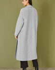 Yumi Grey Knitted Maxi Cardigan With Pockets
