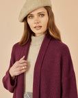 Yumi Burgundy Knitted Maxi Cardigan With Pockets