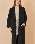 Yumi Black Knitted Maxi Cardigan With Pockets