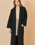 Yumi Black Knitted Maxi Cardigan With Pockets