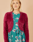 Yumi Burgundy Eyelash Knit Bolero