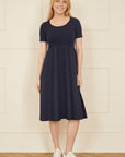 Yumi Navy Jersey Top and Cotton Midi Dress