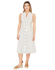 Yumi White Flower Broderie Anglaise Cotton Shirt Dress