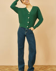 Yumi Green Relaxed Fit Cardigan With Stitch Detail