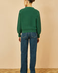 Yumi Green Relaxed Fit Cardigan With Stitch Detail