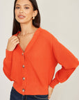 Yumi Orange Relaxed Fit Cardigan With Stitch Detail