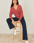 Yumi Rose Pink Relaxed Fit Cardigan With Stitch Detail