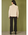 Yumi Cream Borg Jacket With Faux Leather Button Details