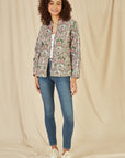 Yumi Pink Floral Print Reversible Cotton Quilted Jacket