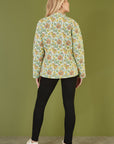 Yumi Yellow Floral Print Reversible Cotton Quilted Jacket