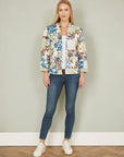 Yumi White Patchwork Print Reversible Cotton Quilted Jacket