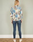 Yumi White Patchwork Print Reversible Cotton Quilted Jacket