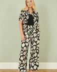 Yumi Black Cotton Splash Print Relaxed Fit Trousers