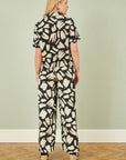 Yumi Black Cotton Splash Print Relaxed Fit Trousers