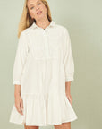 Yumi White Cotton Flower Tunic Dress