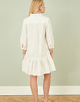 Yumi White Cotton Flower Tunic Dress