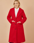Yumi Red Boucle Long Line Coat