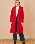 Yumi Red Boucle Long Line Coat