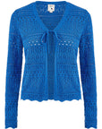 Yumi Blue Crochet Tie Front Cardigan