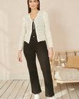 Yumi Ivory Crochet Tie Front Cardigan