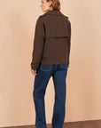 Yumi Brown Cropped Trench Coat With Check Lining