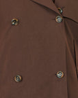 Yumi Brown Cropped Trench Coat With Check Lining