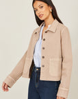 Yumi Beige Canvas Jacket With Patch Pockets