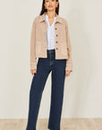 Yumi Beige Canvas Jacket With Patch Pockets