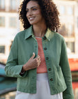 Yumi Green Canvas Jacket With Patch Pockets